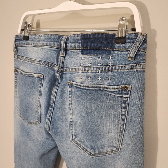 Ksubi Blue Van Winkle No Glory Jeans Disressed Skinny-fit Low-rise - Size 32 - Picture 5 of 12